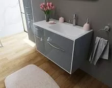Эстет ФР-00003594 Barcelona Тумба с раковиной 90х45 см R, подвесная, 2 ящика/1 дверь, белая купить  в интернет-магазине Сквирел