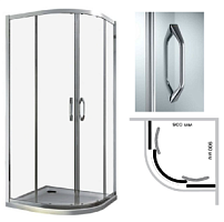 Сет № 1827 140602 069 321, Душевое ограждение (Chrome) 1/4 круга раздвижная дверь
