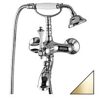 Cezares MARGOT-VDM-03/24-Bi Смеситель для ванны, с ручным душем, золото 24 карат/ручки белые