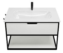 Burgbad SGUJ093F6019GO253C001*1 VRY Комплект мебели 930х496х600 мм, подвесной, 1 ящик, 1 полка, раков белая глянц с 1 отв для смес, ручка G0253, цвет белый матовый