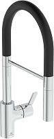 Ideal Standard BD417AA Gusto Смеситель для кухонной мойки, с ручным душем с 2 функциями из металла, черный/хром