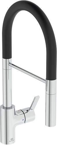 Ideal Standard BD417AA Gusto Смеситель для кухонной мойки, с ручным душем с 2 функциями из металла, черный/хром