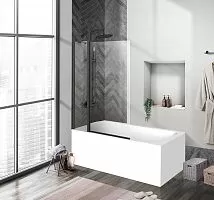 BelBagno UNO-V-11-100/150-C-NERO Душевая шторка на ванну 150х100 см, стекло прозрачное/профиль черный
