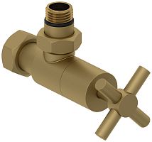Сунержа 032-1408-1234 Вентиль угловой, (крест) G 1/2" НР х G 3/4" НГ, матовое золото
