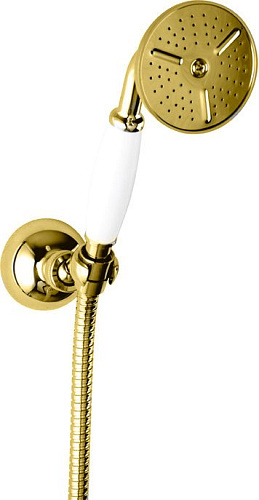 Cezares CZR-KD-03/24-Bi Ручной душ со шлангом и держателем, золото/ручка белая