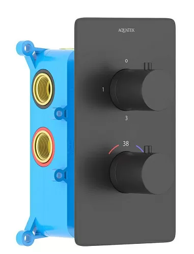 Aquatek AQ1393MB Европа Смеситель термостатический для ванны, 3 режима (внешняя и скрытая часть), черный матовый