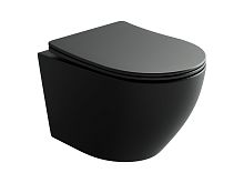 Ceramica Nova CN11001MB Uno Rimless Унитаз подвесной, 36х49 см, глубокий смыв, с ультра тонкой крышкой-сиденьем, черный матовый
