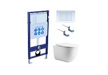 Aquatek SET Классик cm-009 4 в 1 Комплект: рама Standard INS-0000012 + крепеж KKI-0000002 + кнопка KDI-0000009 + унитаз AQ1112-00 с крышкой-сиденьем Soft-close, белый