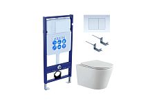 Aquatek SET Вега-009 4 в 1 Комплект: рама Standard INS-0000012 + крепеж KKI-0000002 + кнопка KDI-0000009 + унитаз AQ1905-00 с крышкой-сиденьем Soft-close, белый