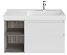 Kerama Marazzi CU.90Rh/WHT Cubo Тумба под раковину подвесная 90х47 см, правая, белый глянец/древесный