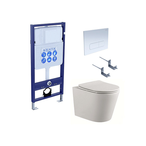 Aquatek SET Вега cmp-013 Комплект: рама Standard INS-0000012 + крепеж KKI-0000002 + клавиша KDI-0000013 + унитаз AQ1904-00 с тонким сиденьем Soft-close, белый