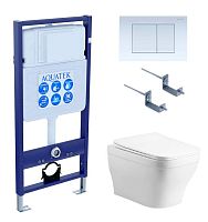 Aquatek SET Амадео cm-009 4 в 1 Комплект: рама Standard INS-0000012 + крепеж KKI-0000002 + кнопка KDI-0000009 + унитаз AQ1180-00 с крышкой-сиденьем Soft-close, белый