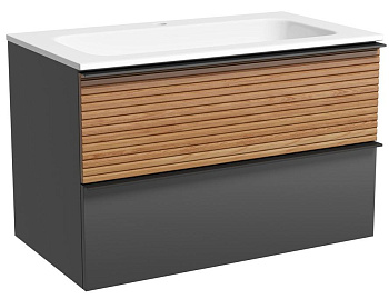 Sancos DL80GR Delta Тумба под раковину 79х44.5 см, подвесная, дуб красный/графит
