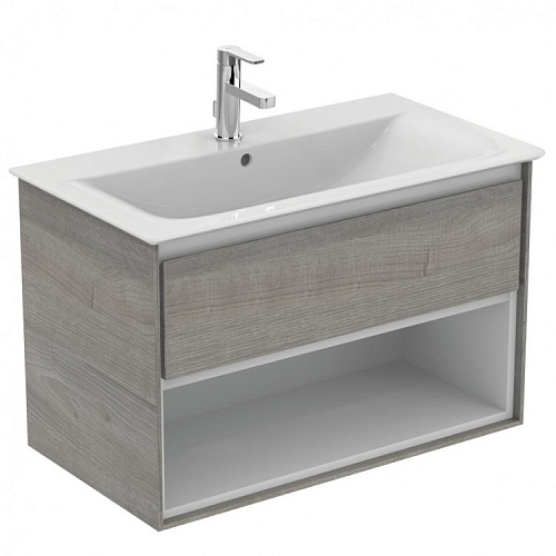 Ideal Standard E0827PS Connect Air Тумба для раковины 80х44 см, подвесная, Wood Light Grey + Matt White (светло-серое дерево + белый матовый)
