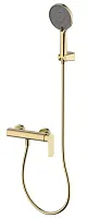 Aquame AQM6313BG Monza Смеситель для душа, с душевым набором, D120 мм, 3 режима, Brushed gold (шлифованное золото)