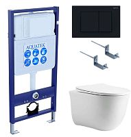Aquatek SET Классик cm-012 4 в 1 Комплект: рама Standard INS-0000012 + крепеж KKI-0000002 + кнопка KDI-0000012 + унитаз AQ1112-00 с крышкой-сиденьем Soft-close, белый