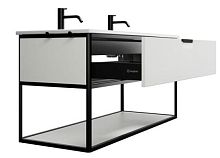 Burgbad SGUK123F6019GO253C001*2 VRY Комплект мебели 1230х496х600 мм, подвесной, 1 ящик, 1 полка, раков белая глянц с 2 отв для смес, ручка G0253, цвет белый матовый