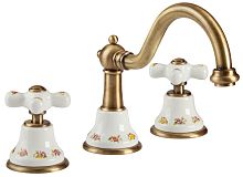 Migliore 19467 Provance Смеситель для раковины, Click-clack, белый с декором/бронза