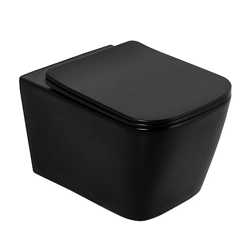 BelBagno BB3202CHR-MB/BB3202SC-MB Унитаз подвесной безободковый с сиденьем микролифт BelBagno BB3202CHR-MB/BB3202SC-MB Унитаз подвесной безободковый с сиденьем микролифт