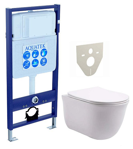 Aquatek SET Классик Комплект: рама Standard INS-0000012 (без клавиши и крепежа) + унитаз Амадео AQ1111-00 с тонким сиденьем Soft-close, белый