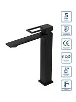 BelBagno LUC-LMC-NERO-W0 Luce Смеситель для раковины накладной, без донного клапана, чёрный
