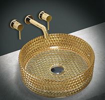 Vincea VBS-5GL05 Раковина стеклянная, 40х40 см, накладная, золото
