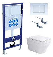 Aquatek SET Амадео-009 4 в 1 Комплект: рама Standard INS-0000012 + крепеж KKI-0000002 + кнопка KDI-0000009 + унитаз AQ1163-00 с крышкой-сиденьем Soft-close, белый