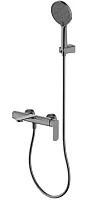 Aquame AQM6312GM Monza Смеситель для ванны, с душевым набором, D120 мм, 3 режима, Gun metal (металл)