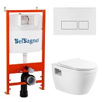 BelBagno LOTO BB070CHR/SC/BB026/BB042BL Комплект: Унитаз, сиденье, инсталляция, кнопка