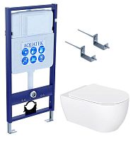 Aquatek SET Европа New-KKI2 Комплект: рама Standard INS-0000012 + крепеж KKI-0000002 + унитаз AQ1106L-00 с тонким сиденьем с механизмом плавного закрывания, белый