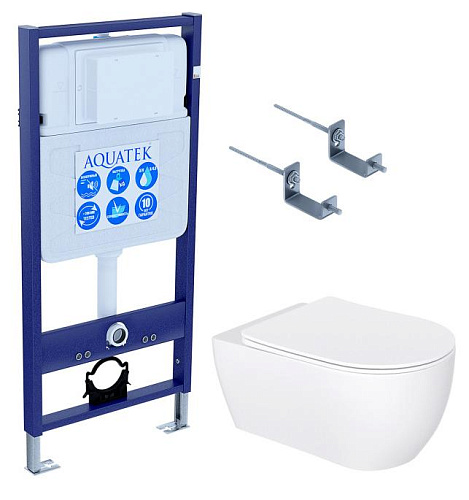Aquatek SET Европа New-KKI2 Комплект: рама Standard INS-0000012 + крепеж KKI-0000002 + унитаз AQ1106L-00 с тонким сиденьем с механизмом плавного закрывания, белый Aquatek SET Европа New-KKI2 Комплект: рама Standard INS-0000012 + крепеж KKI-0000002 + унитаз AQ1106L-00 с тонким сиденьем с механизмом плавного закрывания, белый