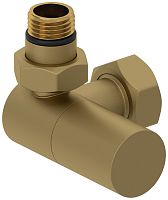 Сунержа 032-1402-1234 Вентиль 3D, левый, (цилиндр) G 1/2" НР х G 3/4" НГ, матовое золото