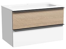 Sancos DL80W Delta Тумба под раковину 79х44.5 см, подвесная, дуб светлый/белый