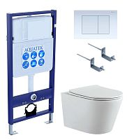 Aquatek SET Вега-009 4 в 1 Комплект: рама Standard INS-0000012 + крепеж KKI-0000002 + кнопка KDI-0000009 + унитаз AQ1905-00 с крышкой-сиденьем Soft-close, белый