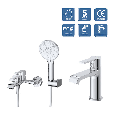 BelBagno Aurora AURORA-VASM/LVM-CRM Комплект смесителей BelBagno Aurora AURORA-VASM/LVM-CRM Комплект смесителей