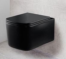 Vincea VT1-32MB Ultra Унитаз подвесной, безободковый, 34.5х52 см, ультратонкое сиденье Soft-close, черный матовый