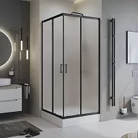 BelBagno UNO-195-A-2-90-P-NERO Душевой уголок 195х90х90 см, стекло рифленое/профиль черный