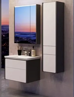 Сет № 1806 ZRU9302968, Шкаф зеркальный (Antrachite / White) + ZRU9302963, Тумба под раковину подвесная, с ящиками (Antrachite / White) + ZRU9302966, Пенал (Antrachite / White) + 327472000, Раковина для мебели (White)