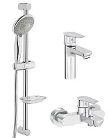 Vitra A42301EXP Flow Soft Набор смесителей 3 в 1 (смеситель для раковины, смеситель для ванны, душевой гарнитур), хром