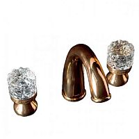 Boheme 297-CRST Crystal Смеситель для умывальника, на 3 отверстия, золото