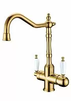 Boheme 112 Tradizionale Oro Смеситель для кухни, на 2 воды, золото/белый