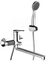 Bravat F6111147C-LB Eco Смеситель для ванны c длинным изливом и аксессуарами, хром