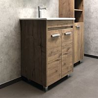 Comforty 00-00004155 Марио Тумба напольная 60х47 см, с раковиной Quadro 60, дуб темный купить  в интернет-магазине Сквирел