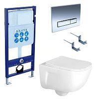 Aquatek SET Дива 4 в 1 Комплект: рама Standard INS-0000012 + кркпеж KKI-0000002 + клавиша KDI-0000023 + унитаз AQ2012-00 с тонким сиденьем Soft-close, белый