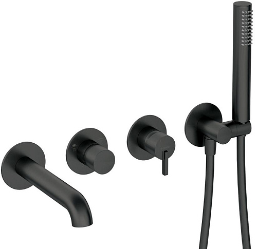 Deante BQS_N18P Silia Смеситель для ванны встраиваемый с душевым гарнитуром, Nero (черный)