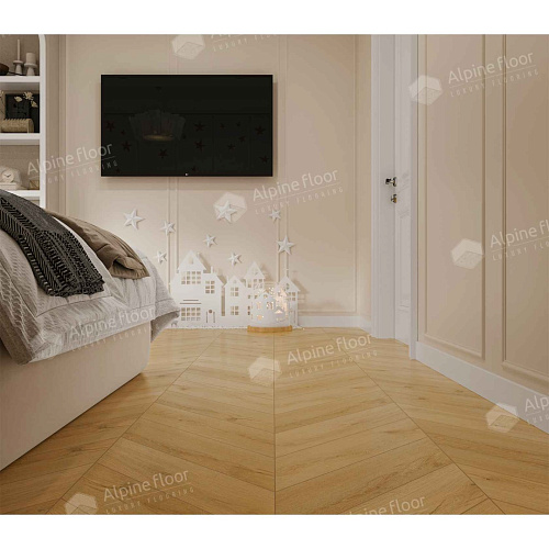 Каменно-полимерная плитка Alpine Floor Альпийский шеврон (Chevron Alpine) ECO 18-21 Гикори Chevron купить