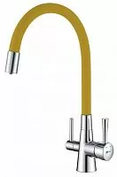 Lemark LM3075C-Yellow Comfort Смеситель для кухни, с гибким изливом, хром/желтый