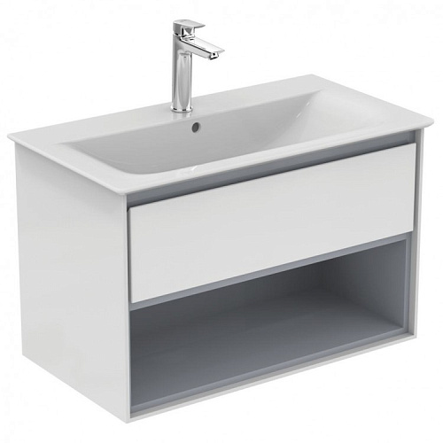 Ideal Standard E0827KN Connect Air Тумба для раковины 80х44 см, подвесная, Glossy White + Matt Light Grey (белый глянцевый + светло-серый матовый)