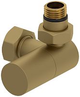 Сунержа 032-1403-1234 Вентиль 3D, правый, (цилиндр) G 1/2" НР х G 3/4" НГ, матовое золото