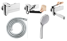 Сет 2041 SLISB00i02WA_Slide Смеситель для ванны+45992001, Шланг для душа (Chrome)+E72421RU-CP, Ручной душ (Chrome)